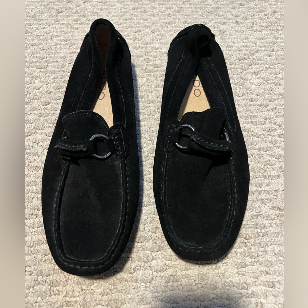Men’s black suede loafers